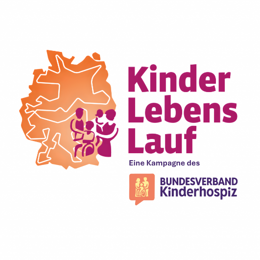 Das Logo zeigt eine orangefarbene Silhouette mit einer Familie.